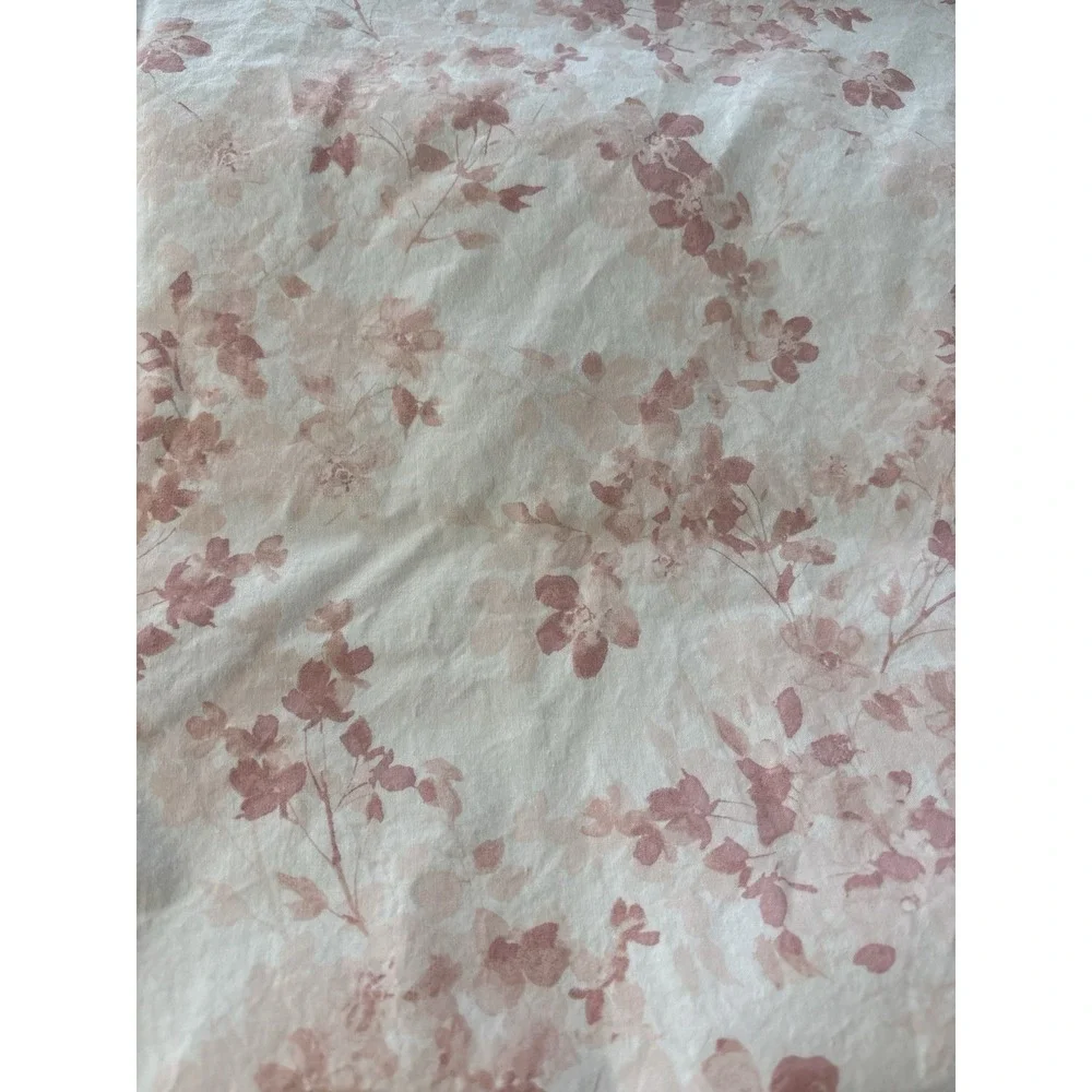 Ralph Lauren King Flat Sheet 91x101 Dusty Rose Blush Watercolor Floral Cotton